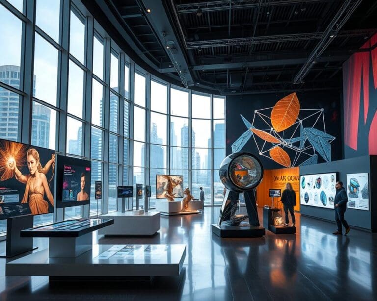 Museumbezoek aan een expositie vol moderne innovaties