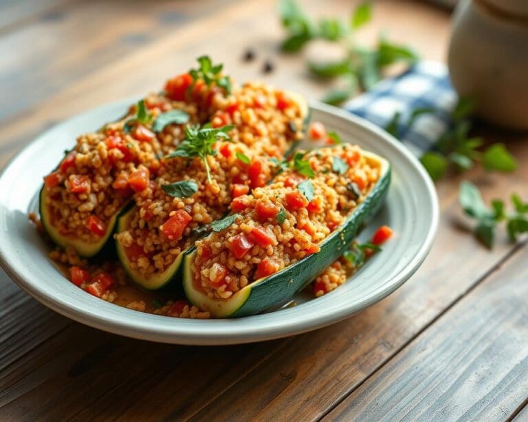 Gevulde courgettes met een quinoa-tomatensaus