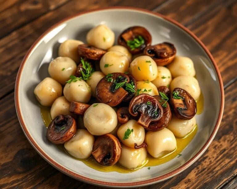 Gnocchi met paddenstoelen en truffelolie