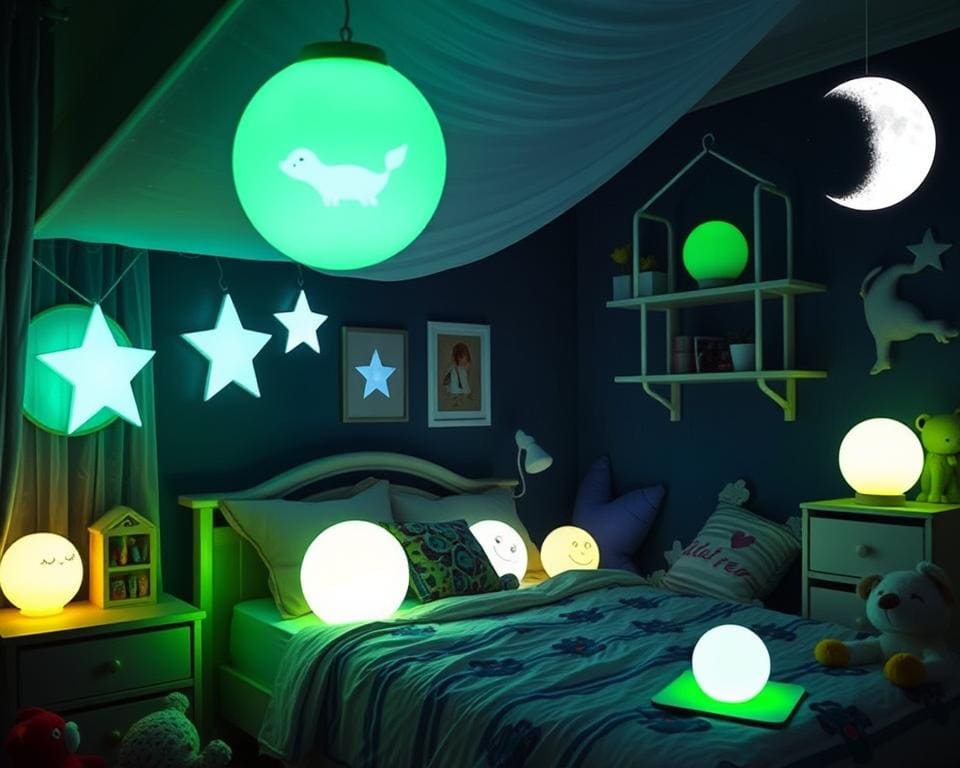 Kinderlampen met een glow-in-the-dark functie