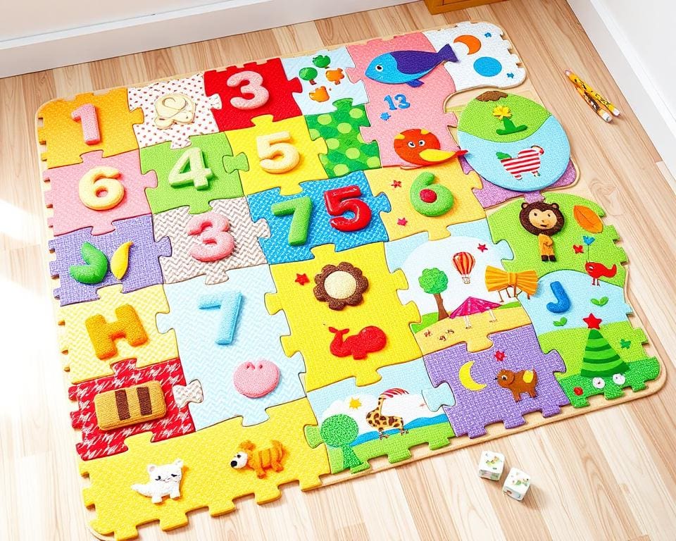 Kinderspeelmatten met puzzelvormen voor educatief spel