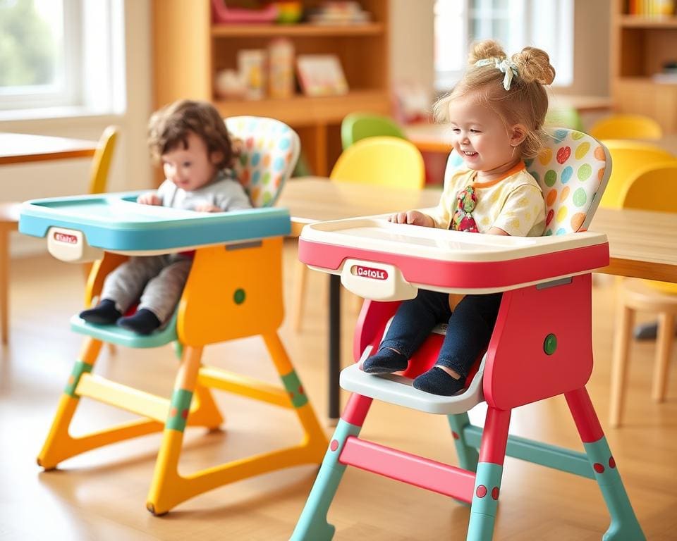 Kinderstoelen met een ingebouwd dienblad