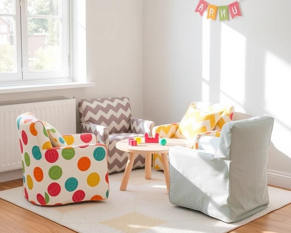 Kinderstoelen met een wasbare stoffen bekleding