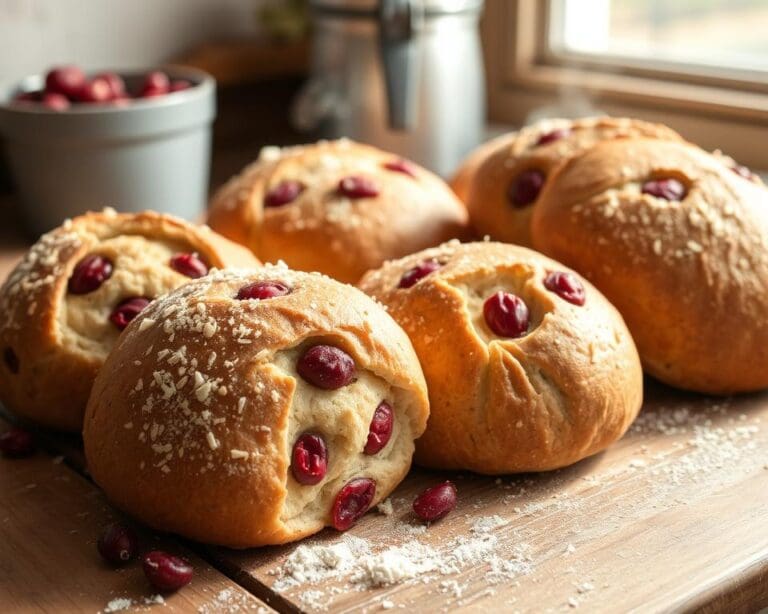 Volkoren zuurdesembroodjes met cranberry’s