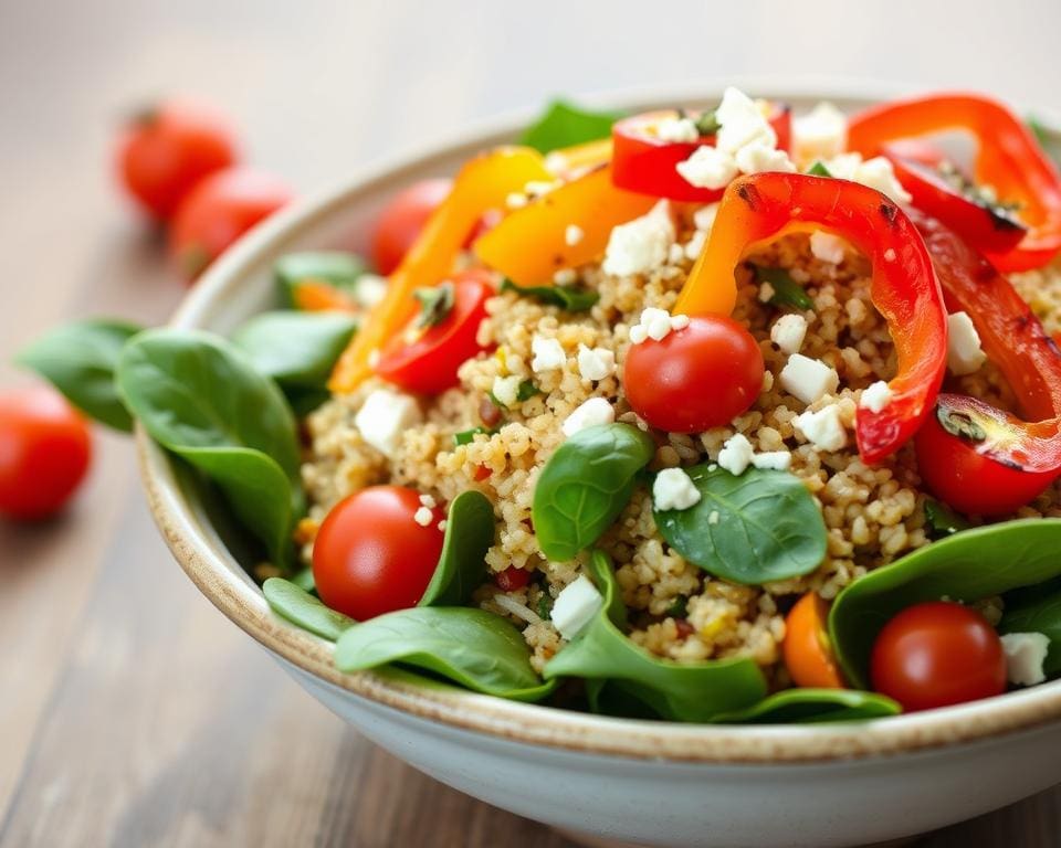 gegrilde paprika salade met quinoa