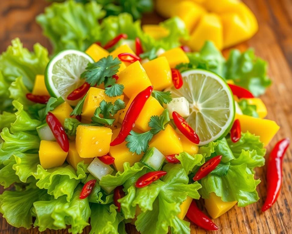 gezonde salade met limoen en mango