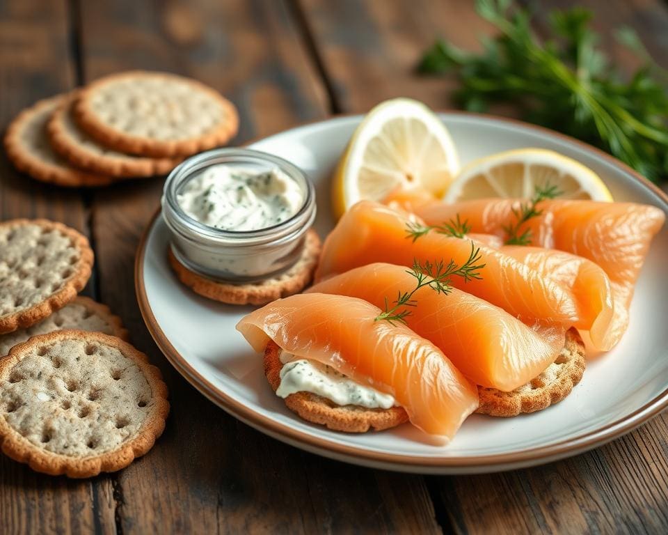 recept volkoren crackers met zalm